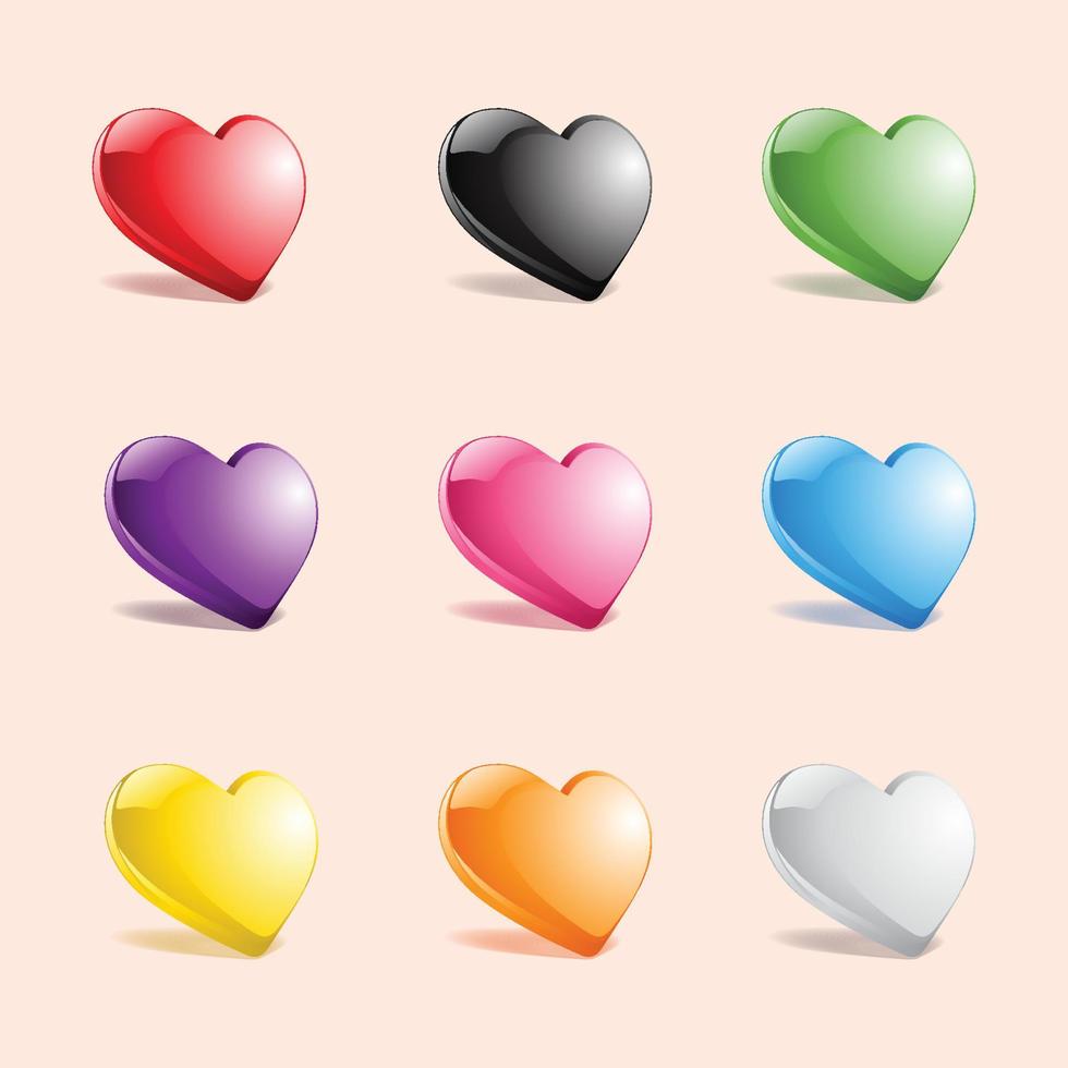 kleurrijke Valentijnsdag hart collectie, vectorillustratie vector