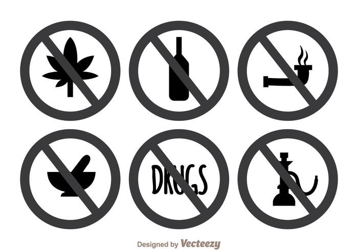 Geen drugs grijze pictogrammen vector