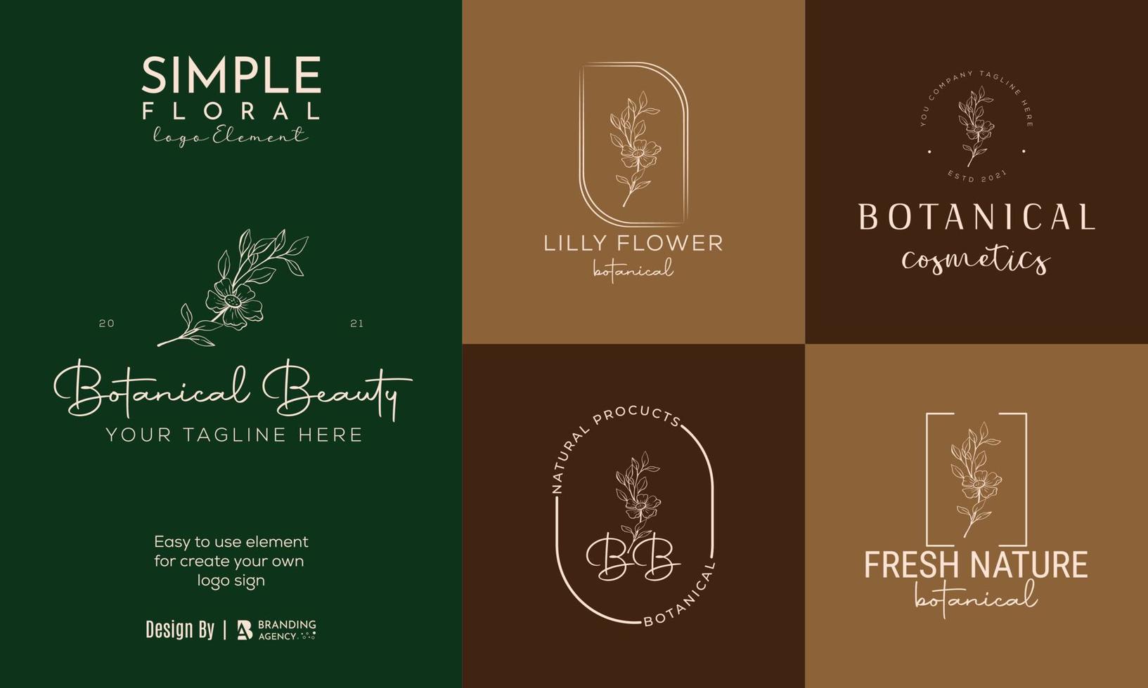 botanische bloemen element hand getekende logo met wilde bloemen en bladeren. logo voor spa en schoonheidssalon, boetiek, biologische winkel, bruiloft, floral designer, interieur, fotografie, cosmetica. vector