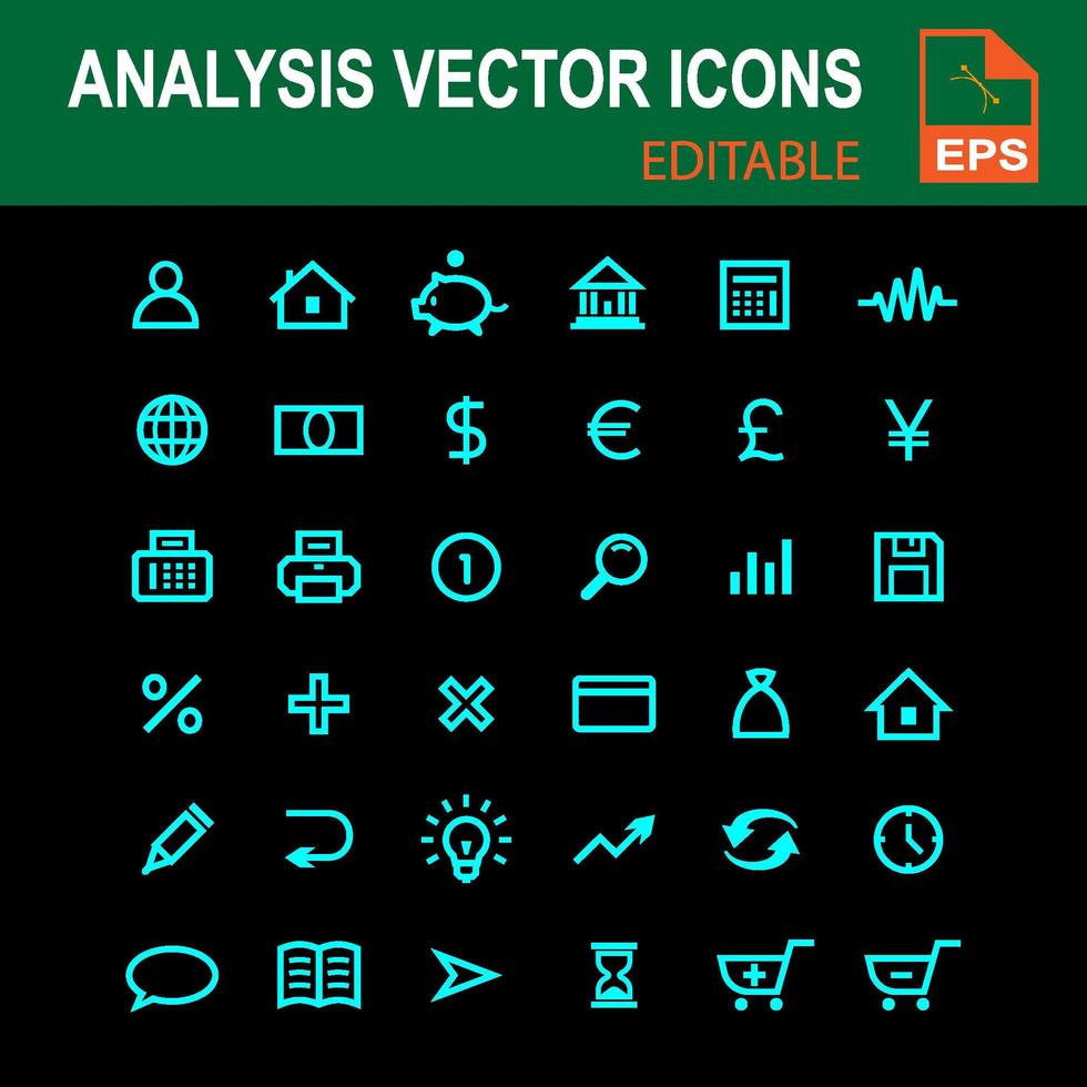 blauwe analyse iconen vector