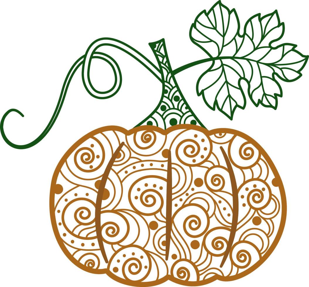 vectorillustratie van een pompoen met een mooi ornament. herfstillustratie voor halloween.logo, mode-illustraties, tijdschriften, bedrukking op kleding, reclame, kleurboeken, tattoo-schetsen. vector