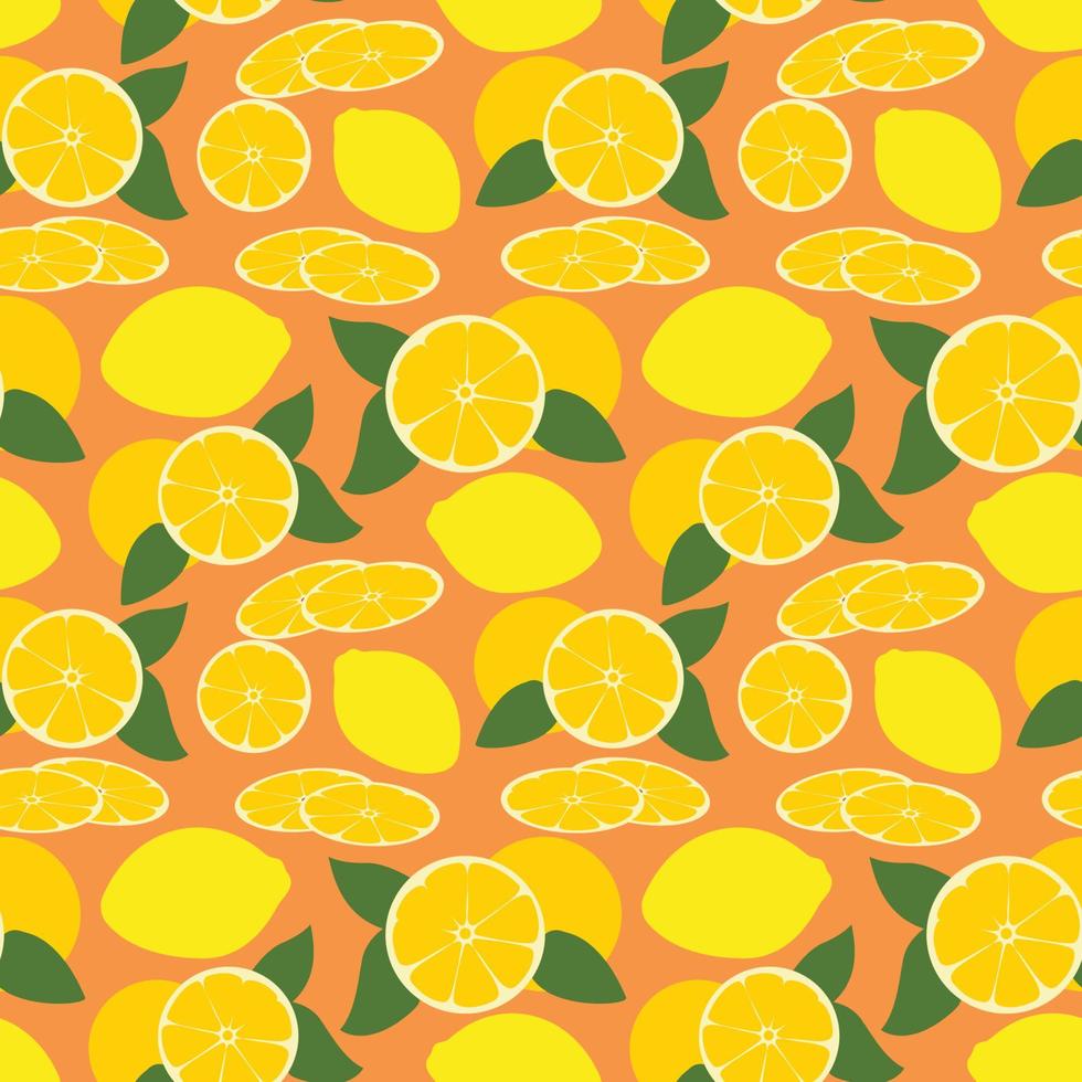 naadloos citroenpatroon met tropisch fruit, bladeren. naadloze patroon textuur ontwerp. vector