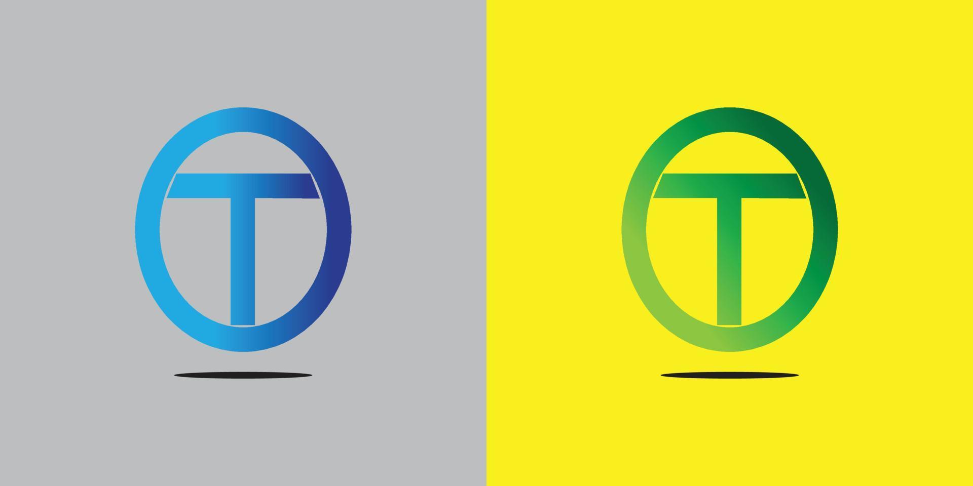t en o-logo in blauwe en groene gradatie vector