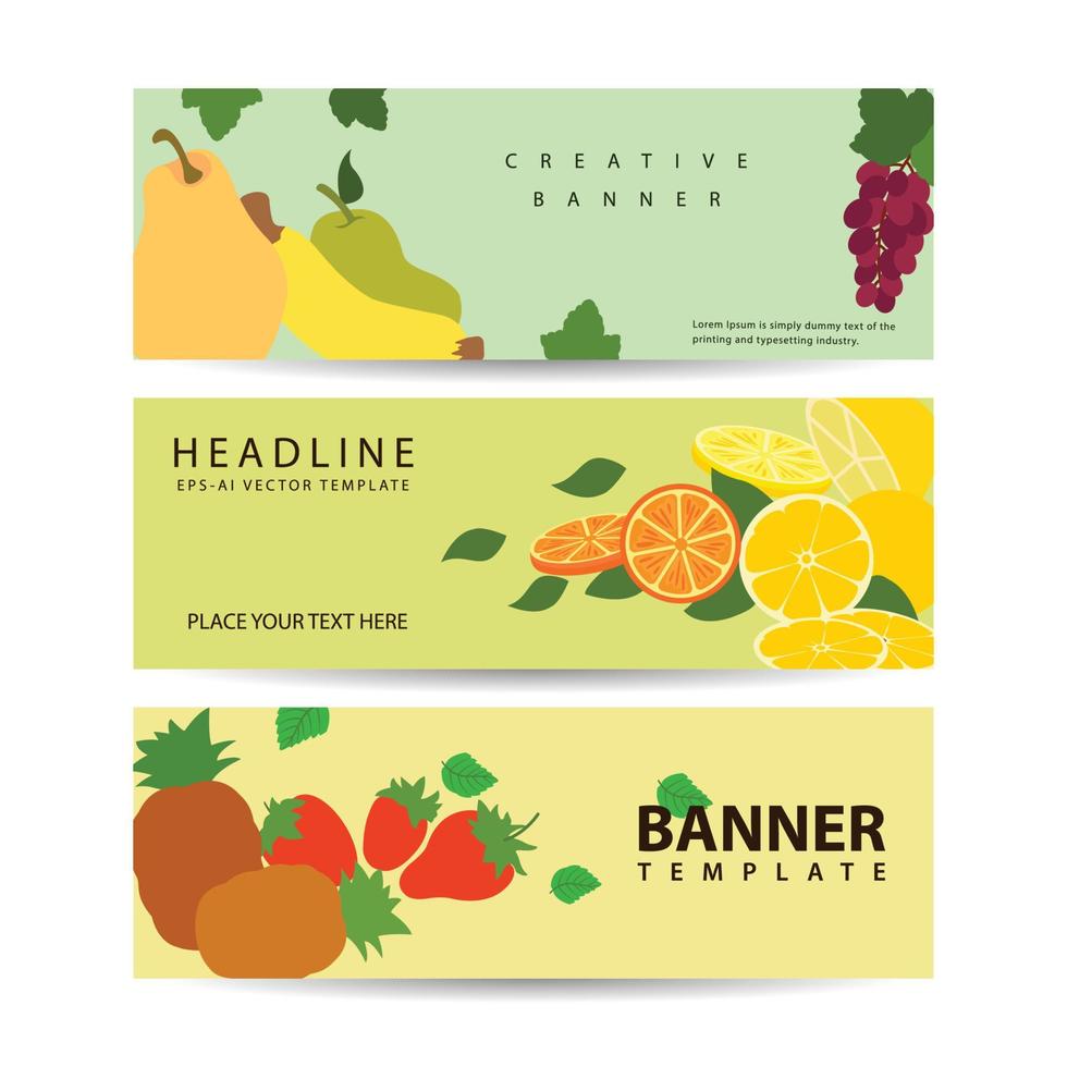 horizontale banners voor oogstfeestadvertentie. vectorreeks. vector