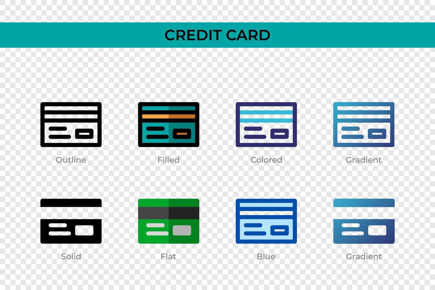 creditcardpictogram in verschillende stijl. creditcard vector iconen ontworpen in omtrek, effen, gekleurd, gevuld, verloop en vlakke stijl. symbool, logo afbeelding. vector illustratie