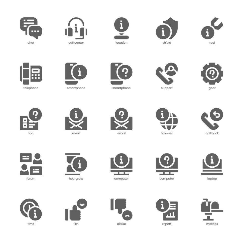 help en ondersteuning icon pack voor uw website, mobiel, presentatie en logo-ontwerp. help en ondersteuning pictogram glyph ontwerp. vector grafische illustratie en bewerkbare lijn.