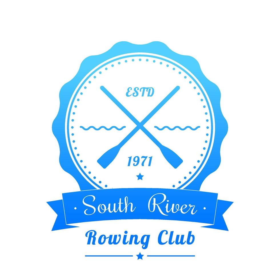 roeiclub logo, embleem, vector teken op wit