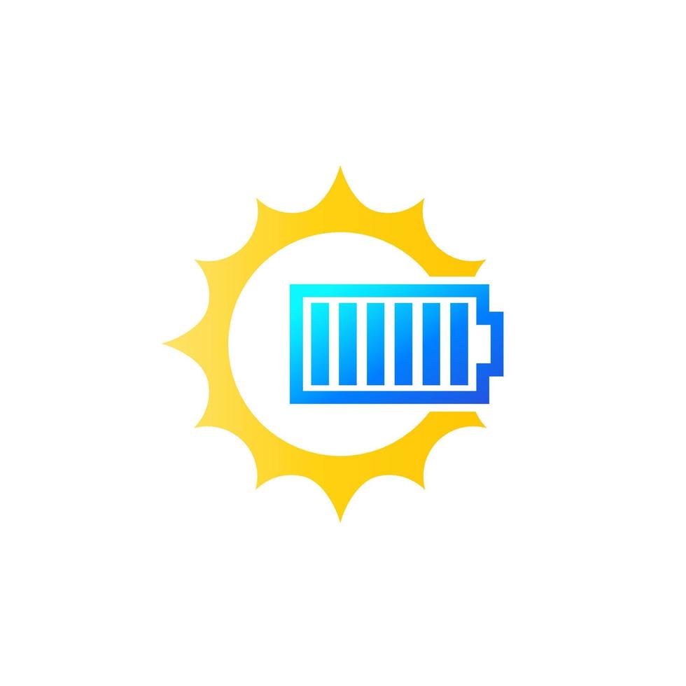 zonne-energie vector pictogram, zon en batterij