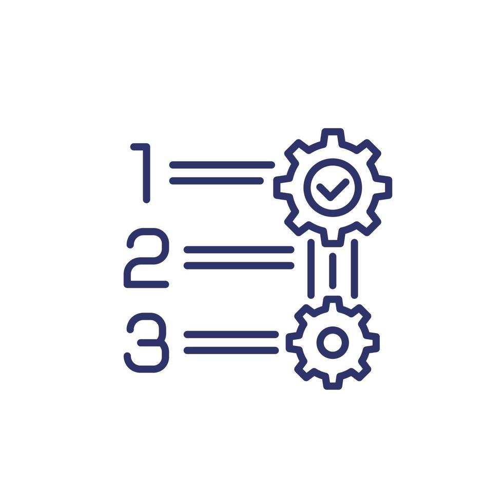 prioriteit, geef prioriteit aan lijnpictogram met versnellingen vector