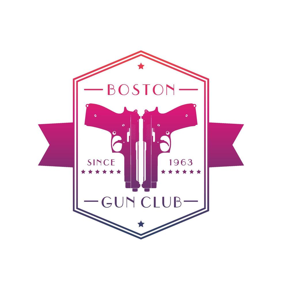 gun club embleem met pistolen op wit vector