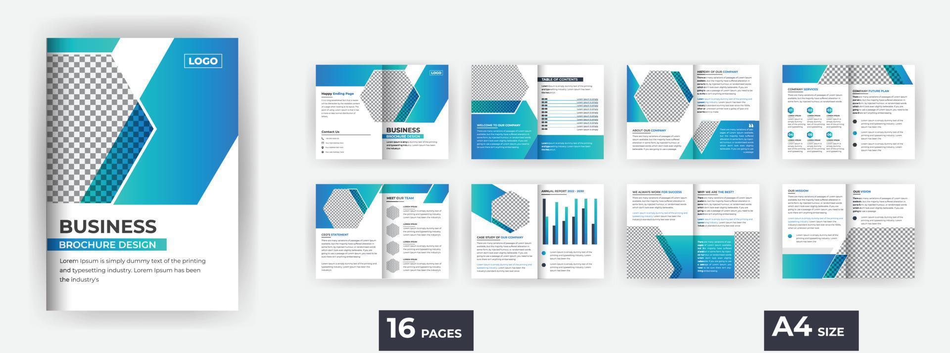 zakelijk brochureontwerp bedrijfsprofiel met moderne gradiëntvormen, brochureontwerp van 16 pagina's vector