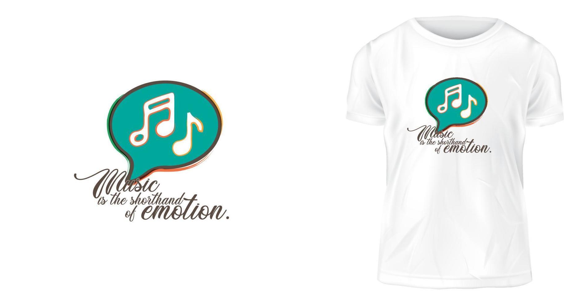 t-shirt design, muziek is de steno van emotie. vector