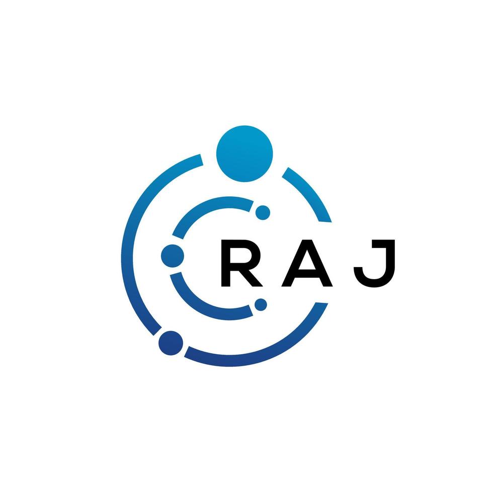 Raj brief technologie logo ontwerp op witte achtergrond. raj creatieve initialen letter it logo concept. Raj brief ontwerp. vector