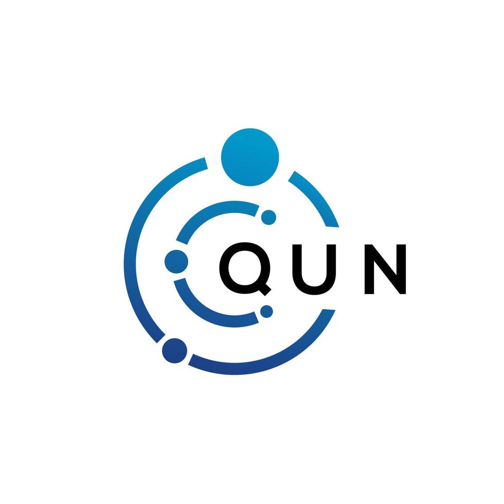 qun brief technologie logo ontwerp op witte achtergrond. qun creatieve initialen letter it logo concept. qun brief ontwerp. vector