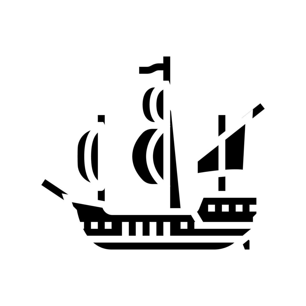 schip middeleeuwse glyph pictogram vectorillustratie vector