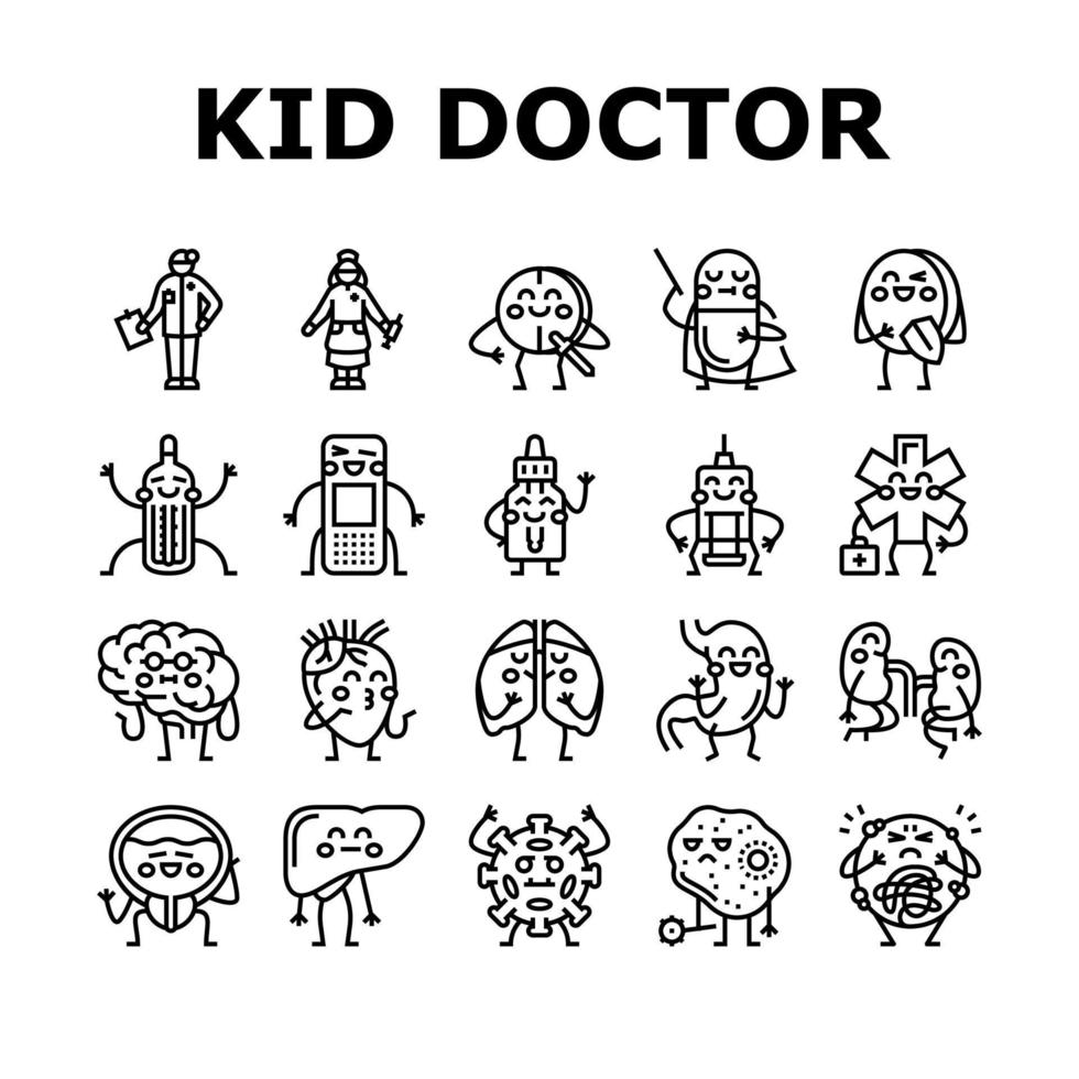 kind arts ziekte behandeling pictogrammen instellen vector