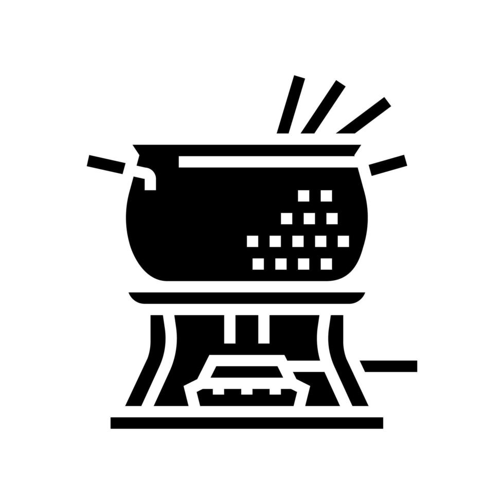 koperen fonduepan glyph pictogram vectorillustratie vector