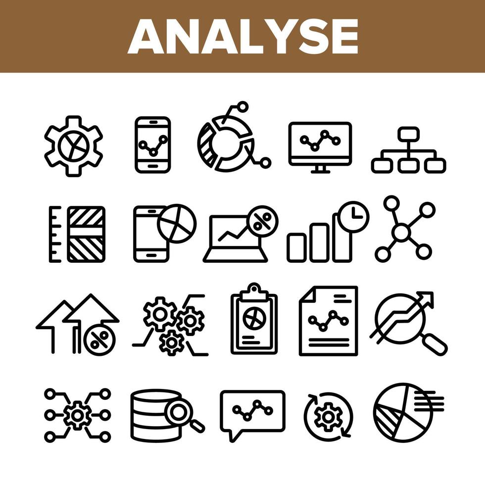 collectie analyseren element teken pictogrammen instellen vector