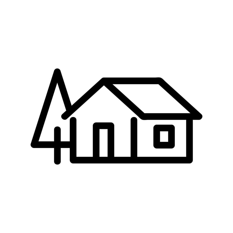 huis in het bos pictogram vector. geïsoleerde contour symbool illustratie vector