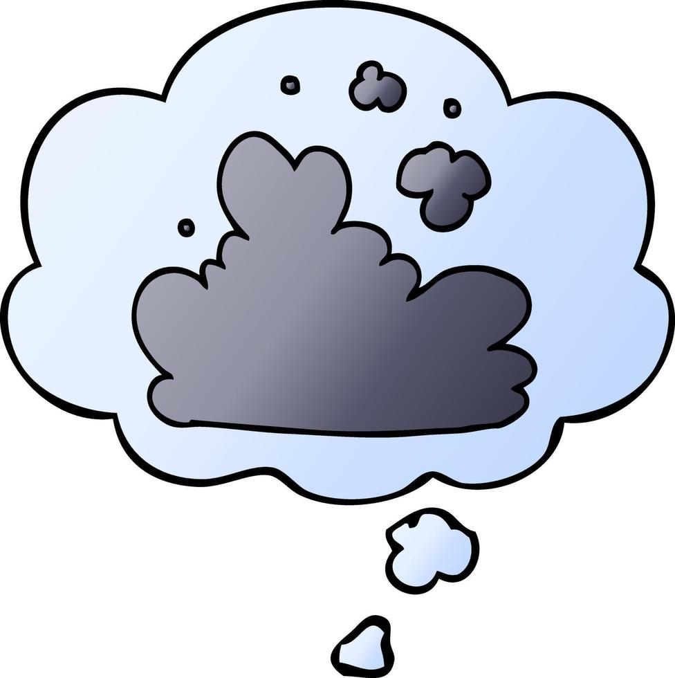 cartoonwolk en gedachtebel in vloeiende verloopstijl vector