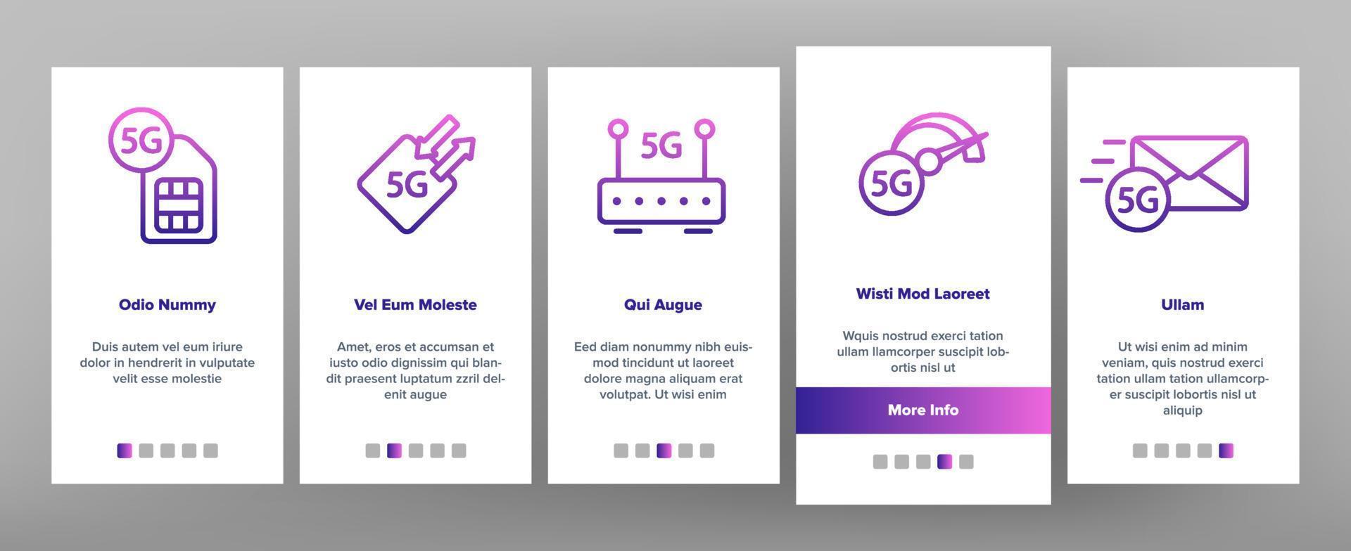 5g snel netwerk, verbinding met website vector onboarding