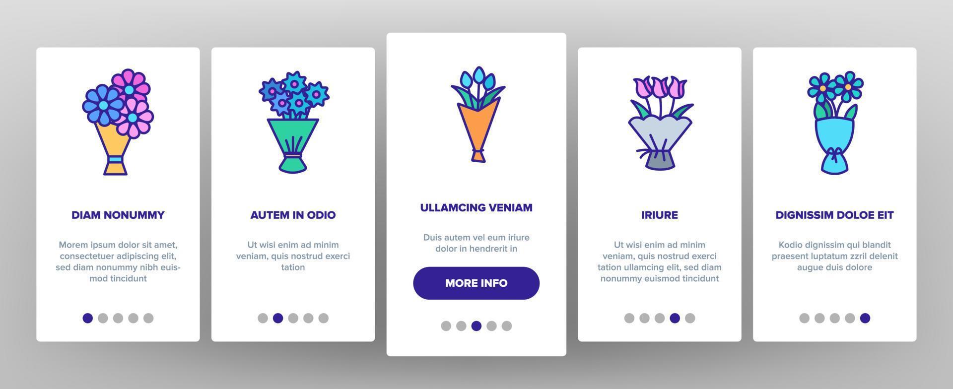 boeketten, bos bloemen vector onboarding