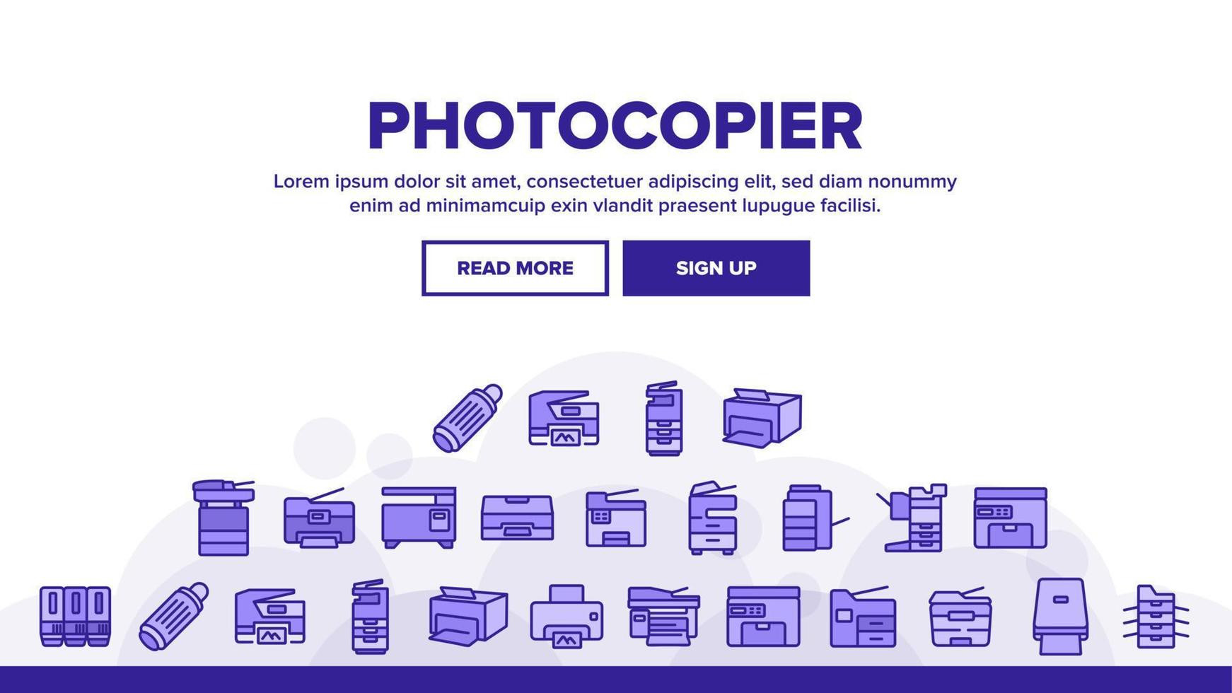 fotokopieerapparaat landing header vector