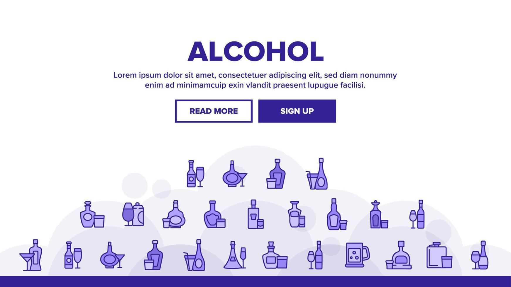 alcohol drinkflessen landing header vector