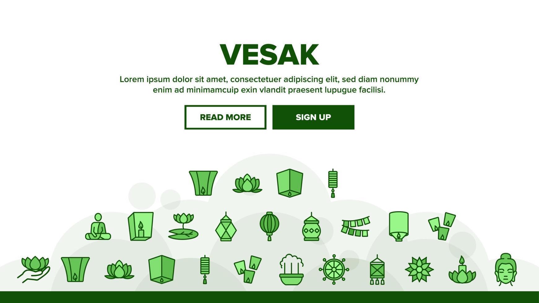 vesak dag boeddhisme landing header vector