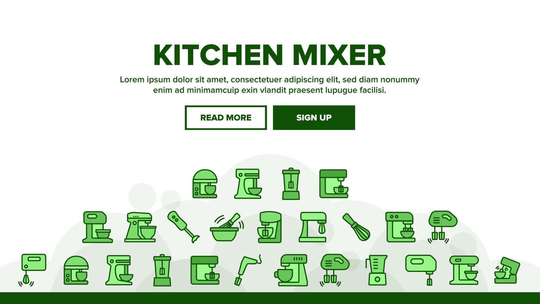 keuken mixer apparaat landing header vector