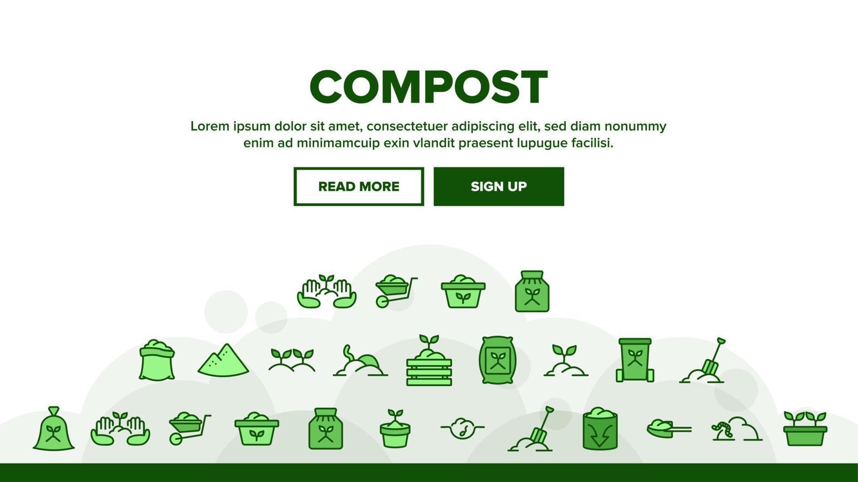 compost grond bodem landing header vector