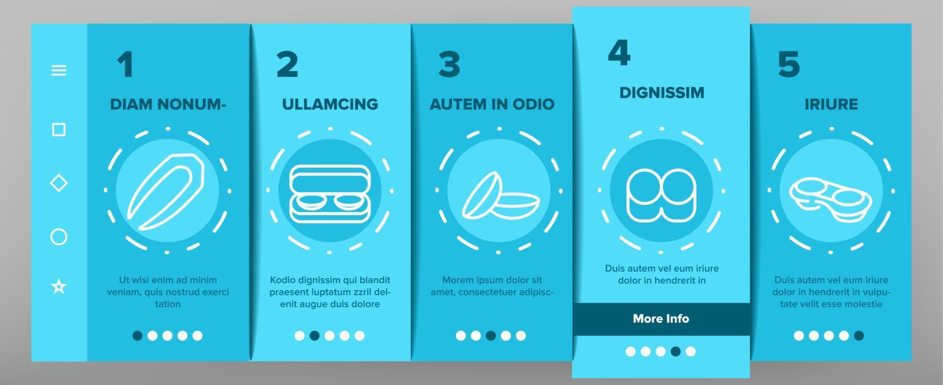 contactlensaccessoire voor vision-onboarding-pictogrammen instellen vector