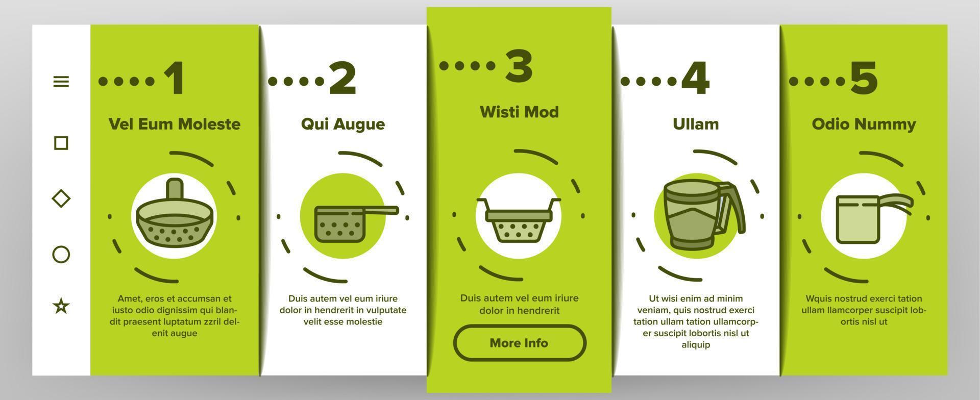 zeef keukengerei onboarding pictogrammen instellen vector