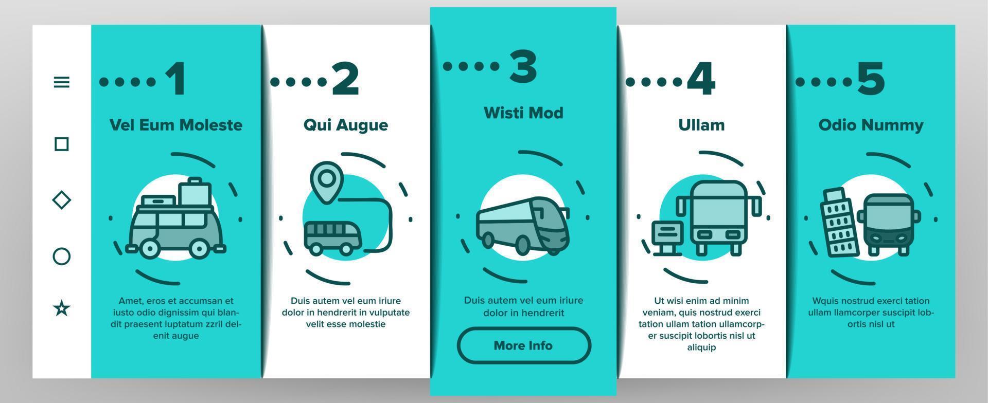 busreis en reis onboarding pictogrammen instellen vector