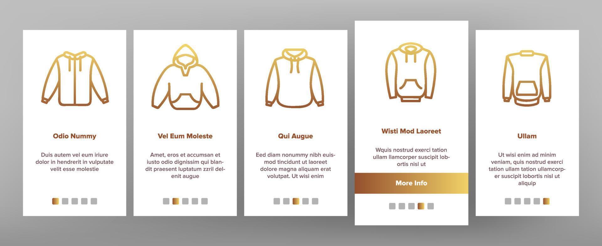 hoodie en trui onboarding pictogrammen instellen vector