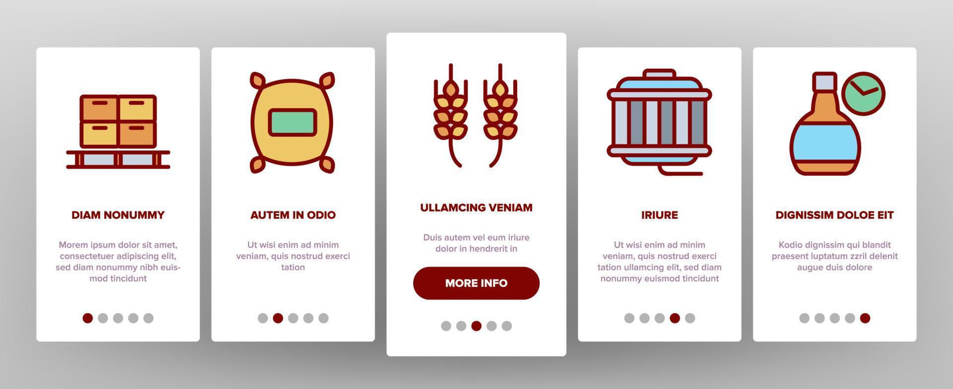 whisky alcoholische drank onboarding pictogrammen instellen vector