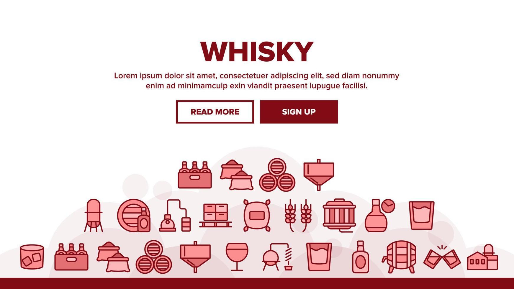 whisky alcoholische drank landing header vector