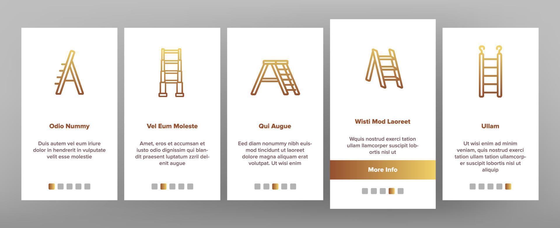 ladder en trap onboarding pictogrammen instellen vector