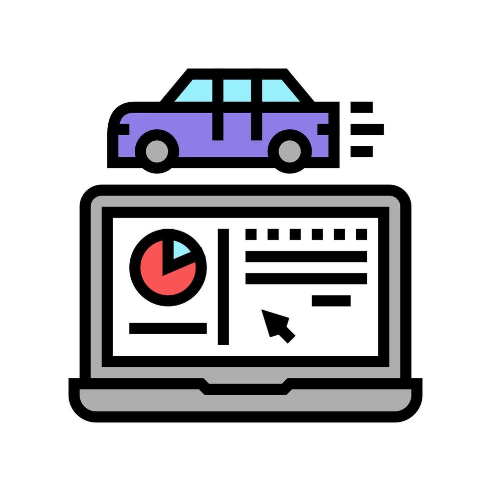 auto test computer programma kleur pictogram vectorillustratie vector