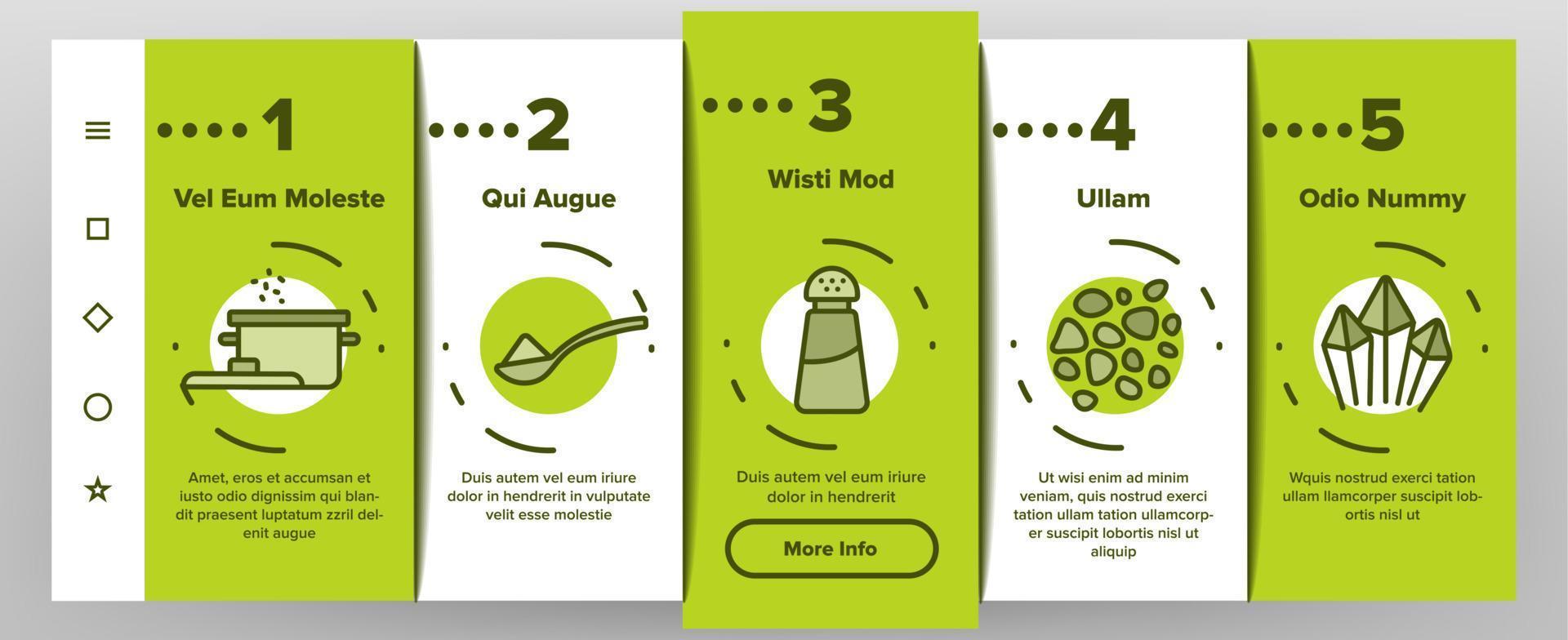 zout aroma koken onboarding pictogrammen instellen vector