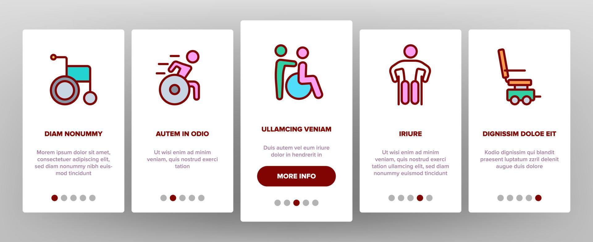 rolstoel voor ongeldige onboarding-pictogrammen instellen vector