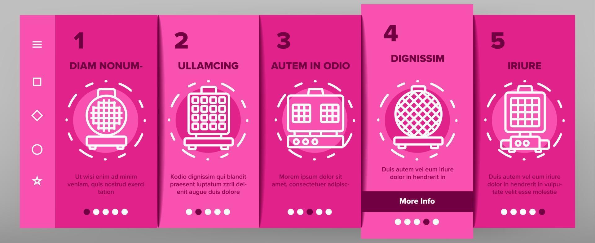 wafelijzer onboarding pictogrammen instellen vector