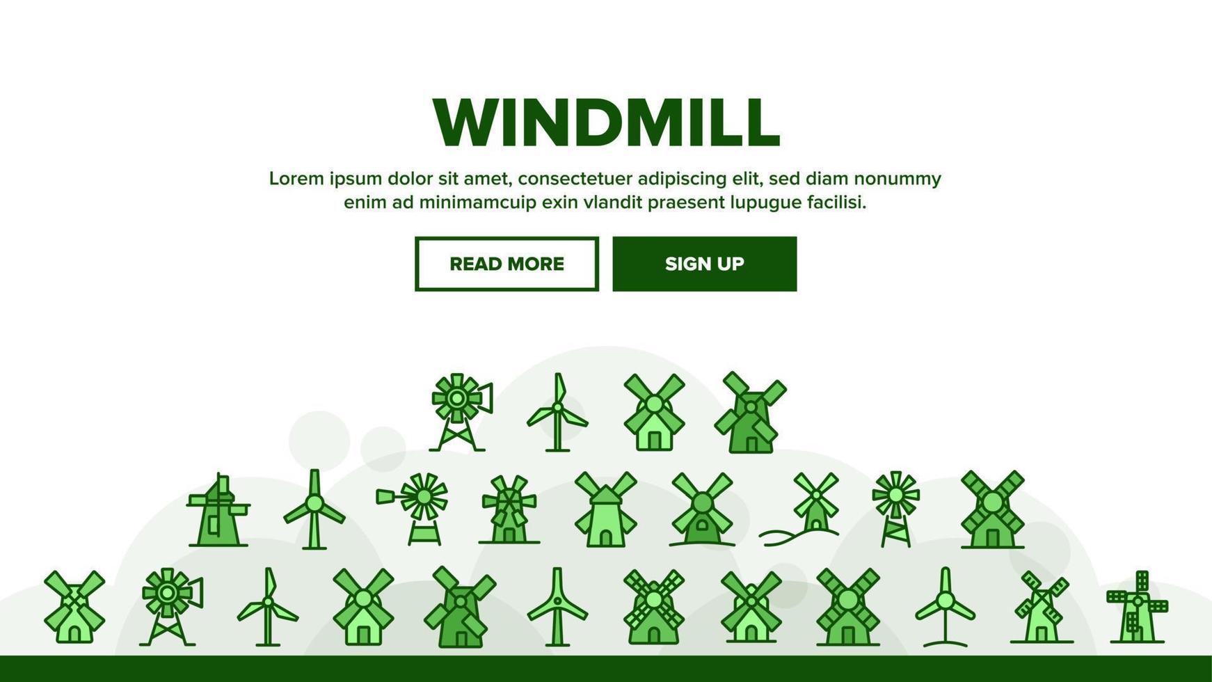 windmolen gebouw landing header vector