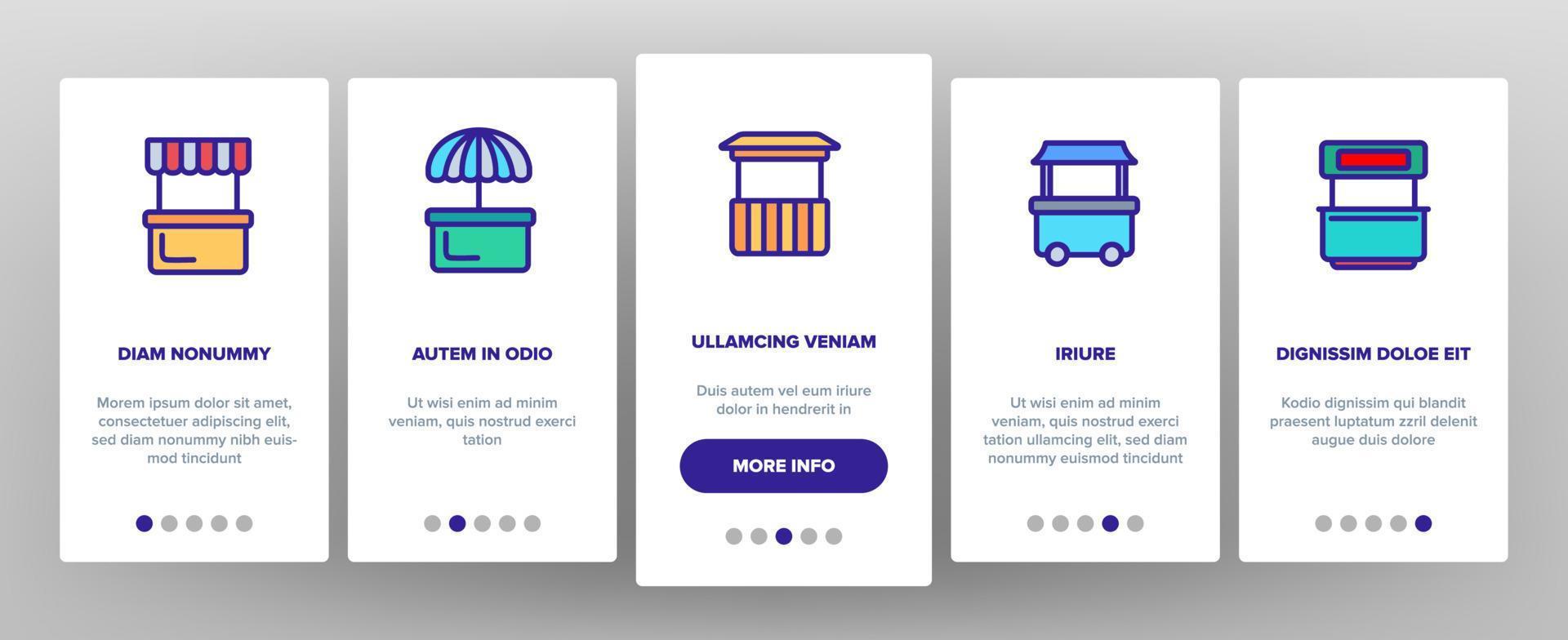 kiosk, marktkramen typen lineaire vector onboarding