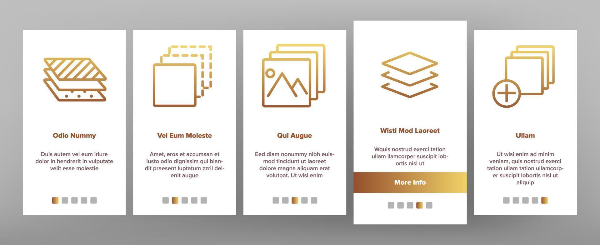 laag bescherm materiaal onboarding pictogrammen instellen vector
