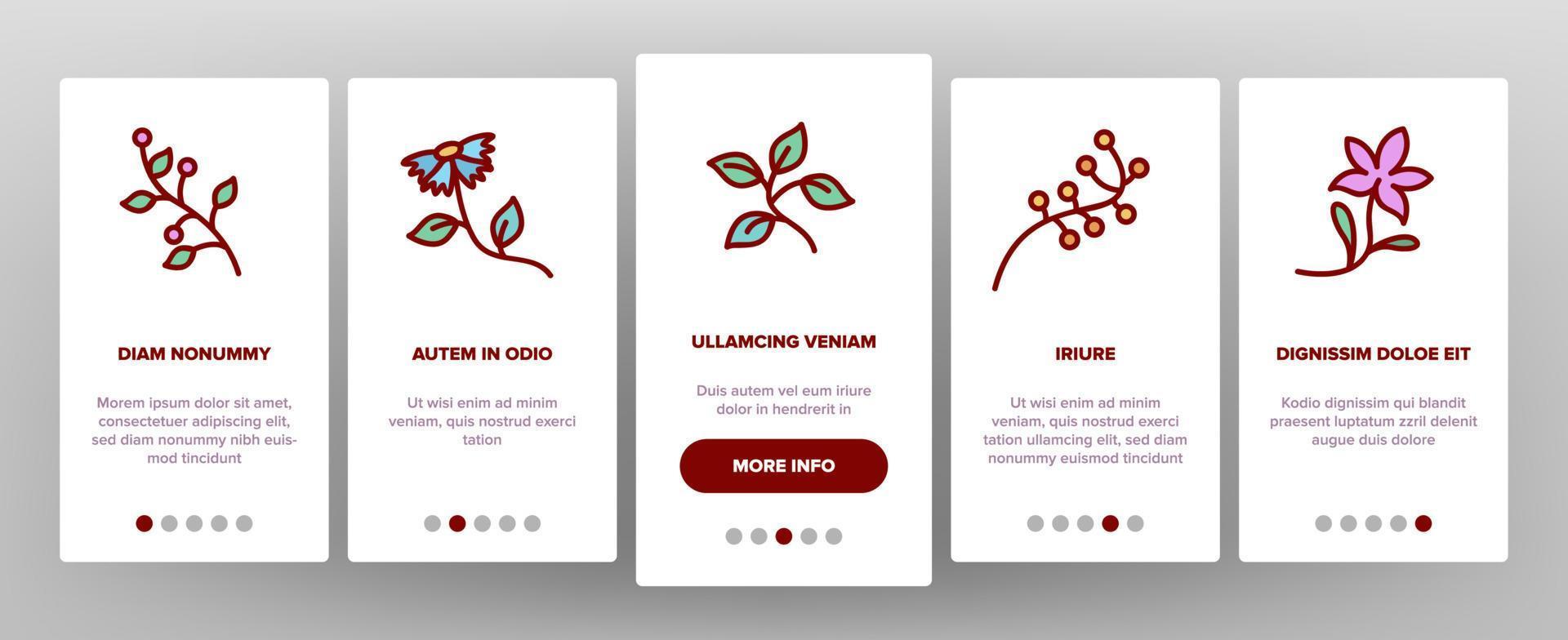 Wildflower natuurlijke onboarding pictogrammen instellen vector