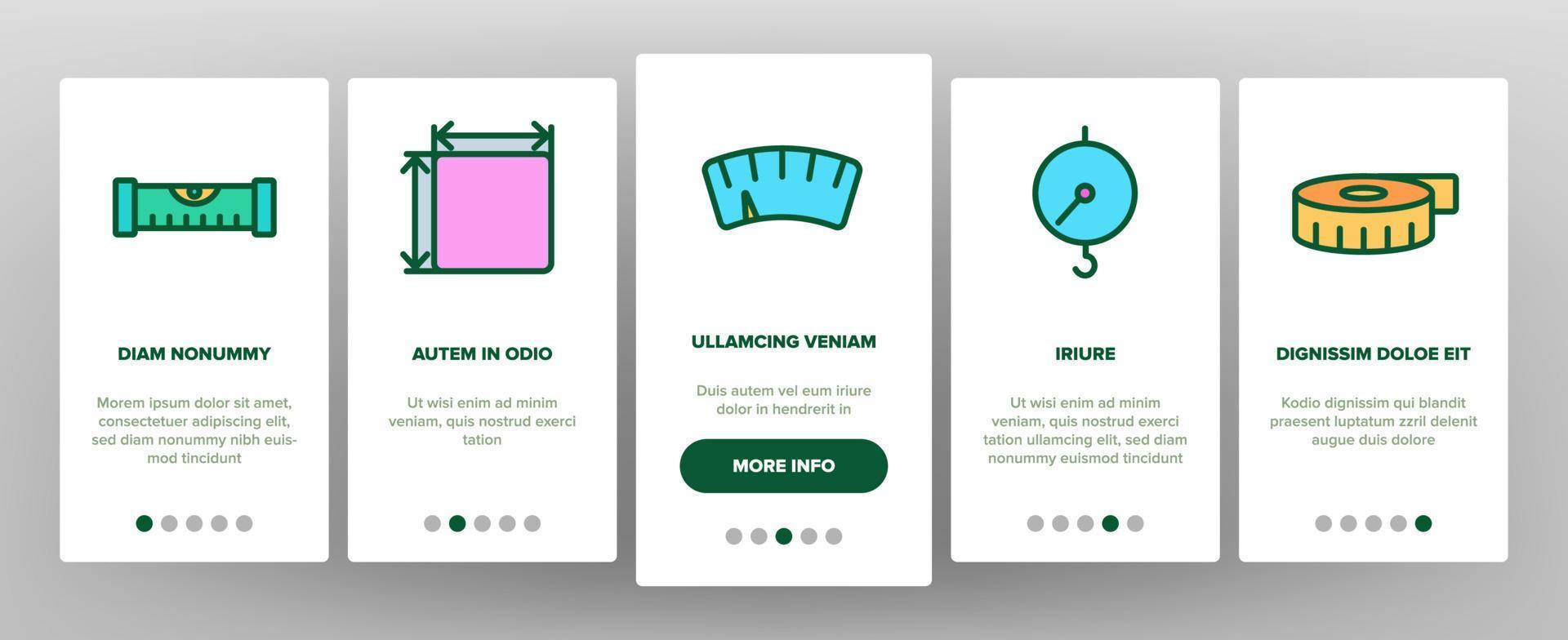 meetapparatuur onboarding pictogrammen instellen vector