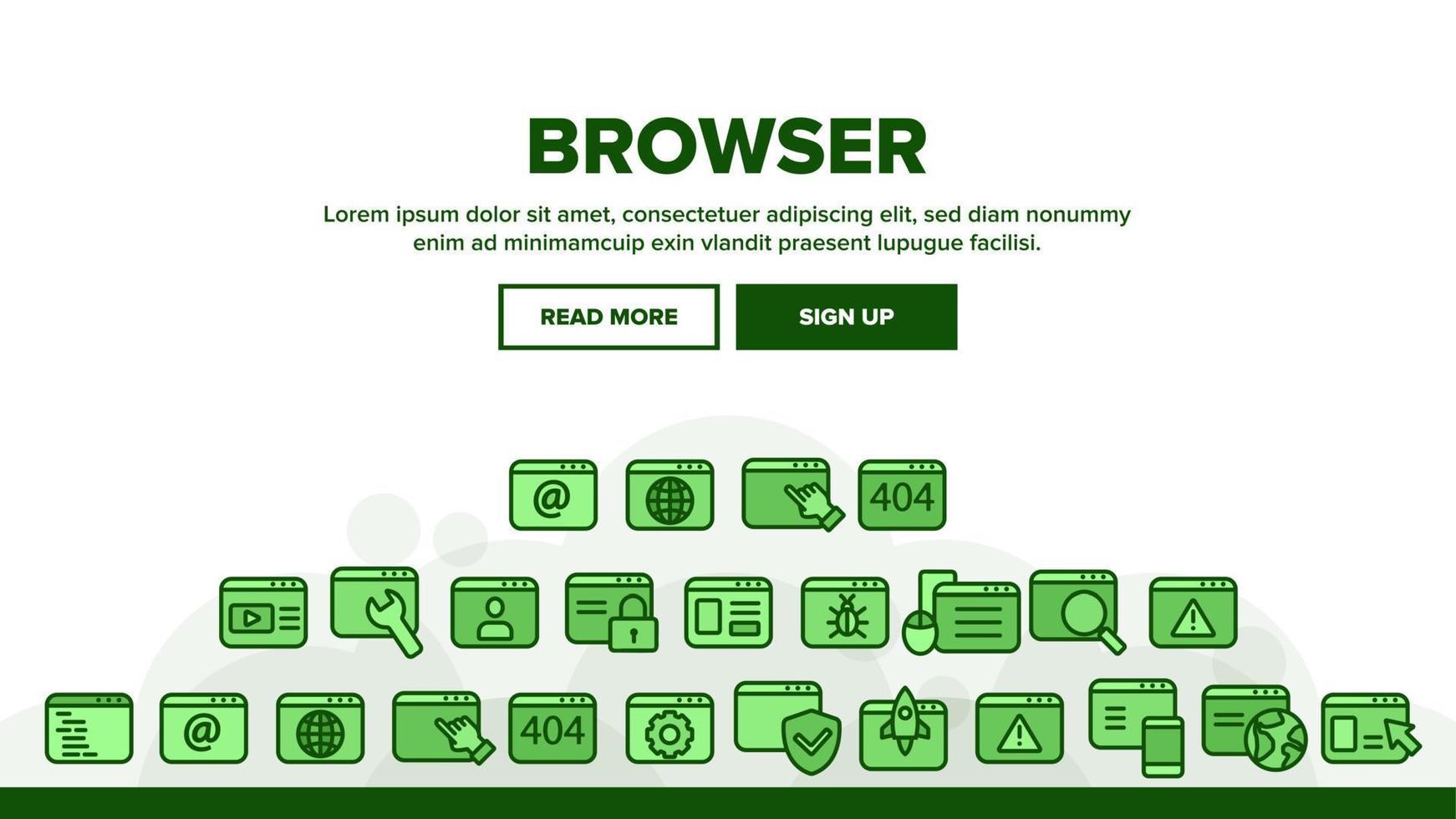 browser internet landing header vector