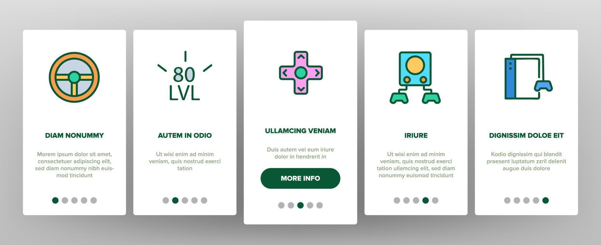 gamer apparaat onboarding pictogrammen instellen vector