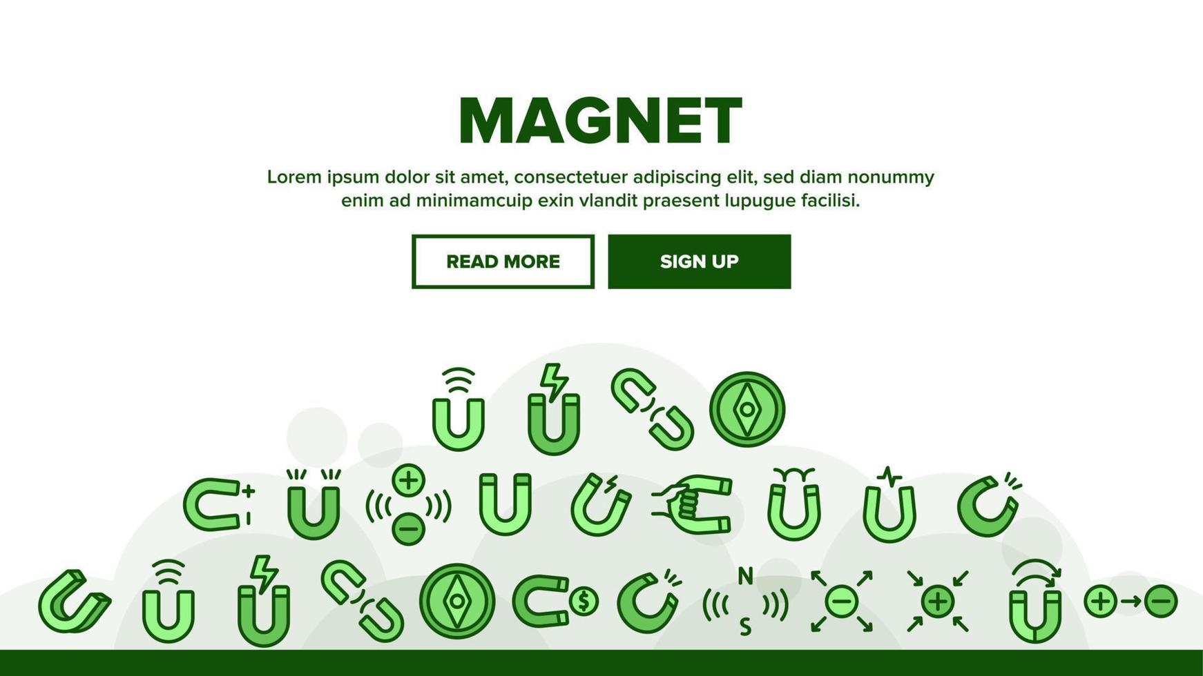 magneet macht landing header vector